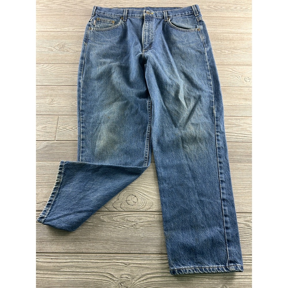 Carhartt B146 DST Distressed Denim Work Jeans - Men's Size 38X30 medium Wash